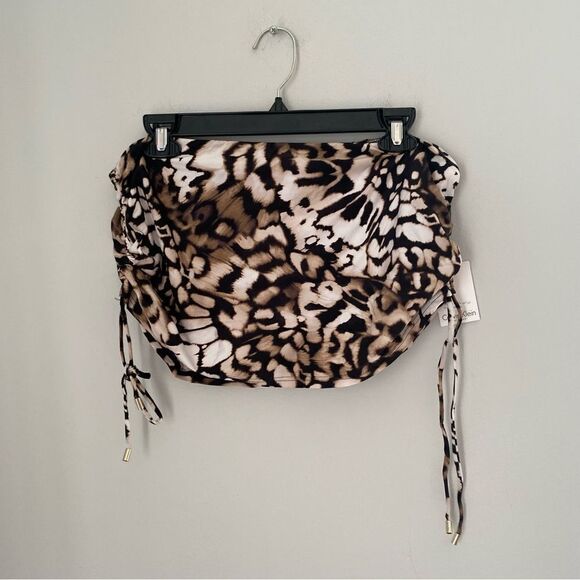 Calvin Klein Women's Ruched Swim Skirt Bottom Animal Print Skirtini Size S - Picture 2 of 7